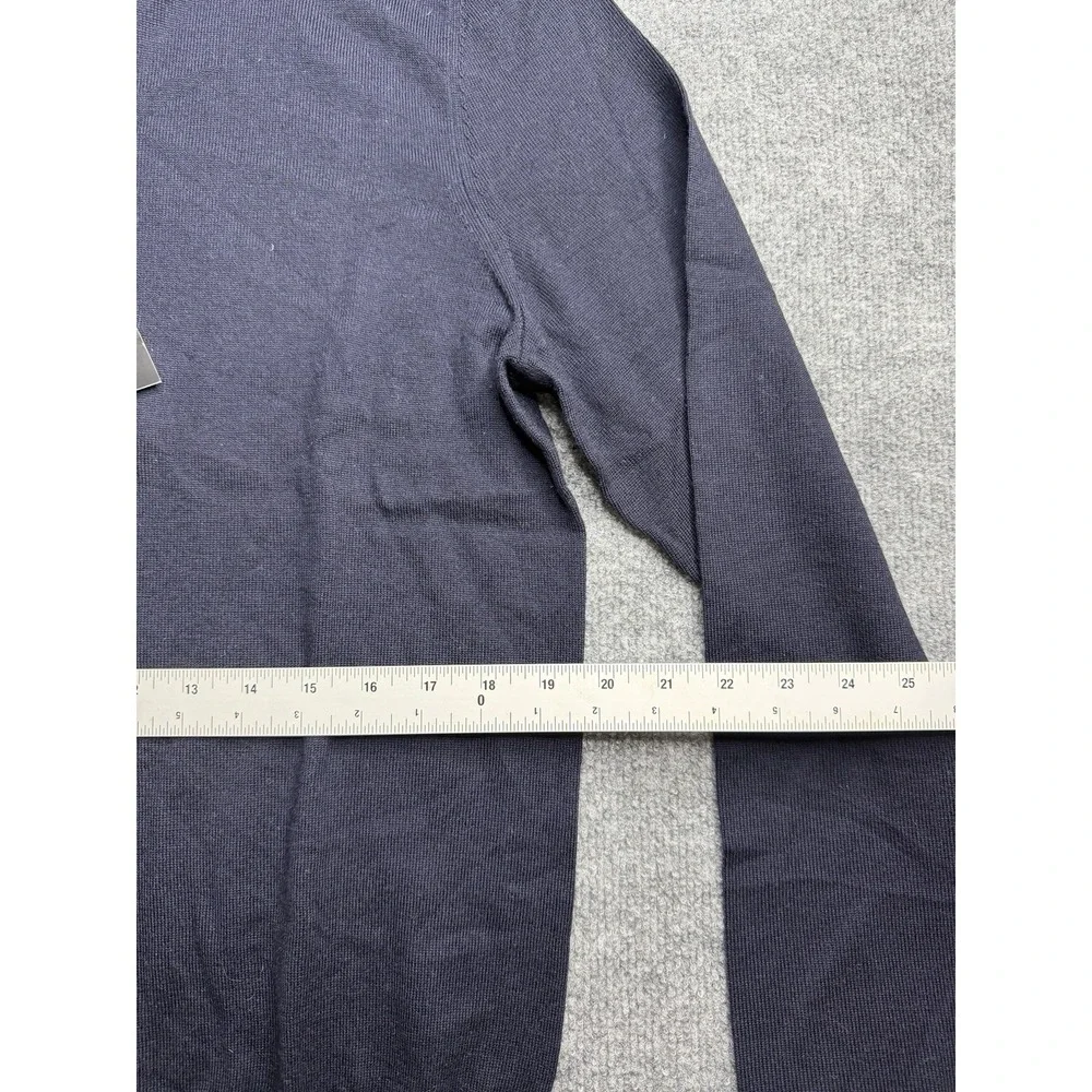 Bloomingdales Mens Store 1/4 Zip Sweater Medium Blue Merino 100% Wool New Tags
